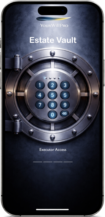 Estate Vault lock screen with secure PIN entry